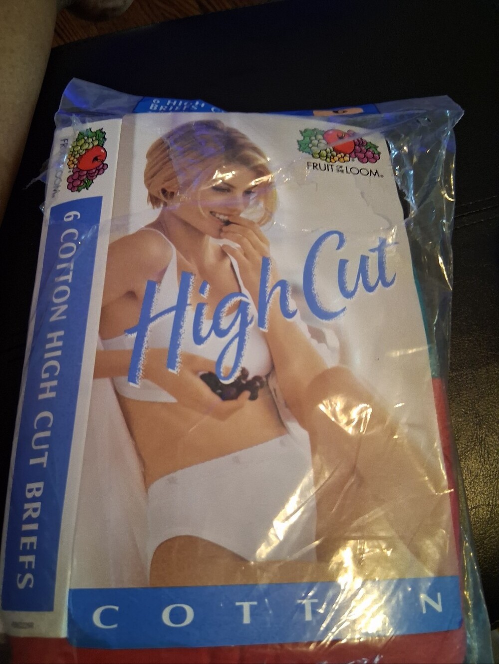 Fruit of the Loom Women’s High Cut Cotton Briefs - White with Red Trim Size M